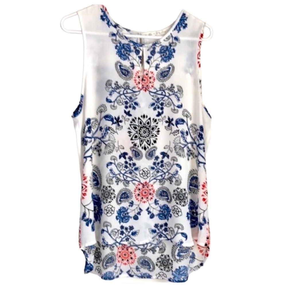 Violet and Claire Sheer Flow-y Sleeveless Floral Top Size XLl